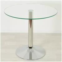 Стеклянный кухонный стол Троя-18 прозрачный/хром D70