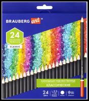 Карандаши цветные художественные BRAUBERG ART CLASSIC. 24 цвета. Мягкий грифель 3.3 мм. 181537