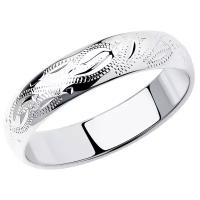 Обручальное кольцо из серебра с гравировкой 94110016 18.5