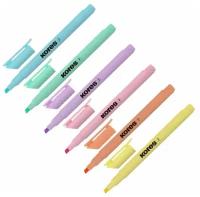 Набор тексовыделителей Kores High Liner Pastel (толщина линии 1-4 мм, 6 цветов) 1 шт