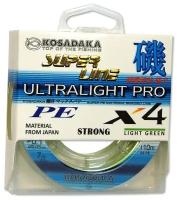 Леска плетеная Kosadaka Super PE X4 Ultralight PRO light green 0.10 110м