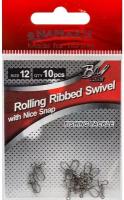 Вертлюг с застежкой Namazu #12 ROLLING RIBBED SWIVEL WITH NICE SNAP 8кг