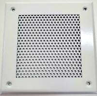 Вентиляционная решетка металлическая 150х150мм, тип перфорации кружок (Rv 3-5), белый RAL 9016