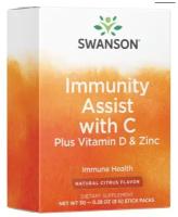 Swanson Immunity Assist with C Plus Vitamin D & Zinc (для укрепления иммунитета с добавлением витамина D и цинка) цитрусовый аромат 30 пакетиков