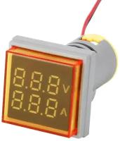 Цифровой вольтметр амперметр 50-500V 0-100A 22 мм, квадратный желтый