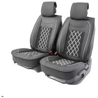 Накидки на передние сиденья Car Performance CUS-2092 BK/GY, 2 шт., Экокожа, поролон 12 мм., чёрн./серый
