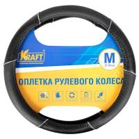 Оплетка на руль kraft m d38см иск кожа принт/черная 800318