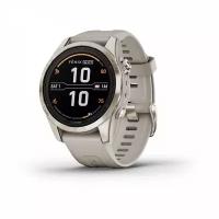 Смарт-часы GARMIN Fenix 7S PRO Sapphire Solar золотистый корпус со светло-песочным ремешком (Европейская версия, меню на Русском)