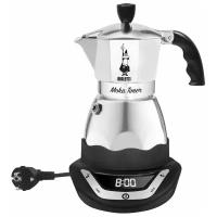 Кофеварка гейзерная Bialetti Moka timer 6, серебристый/черный