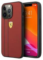 Кожаный чехол Ferrari для iPhone 13 Pro Genuine leather Debossed with metal logo Hard Red (FEHCP13LRDIR)