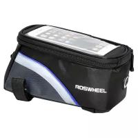 Велосипедная сумка Roswheel на раму размер L (9х10х19.5 см, чёрный/синий)