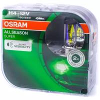 Лампа автомобильная галогенная OSRAM ALLSEASON 64193ALS-HCB +30% H4 60/55W P43t 2 шт