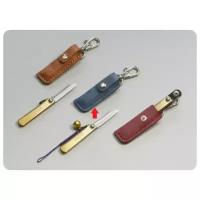 Нож складной Nagao Higonokami, Mame Miniature, SK5 steel, Brass, 40mm (Синий чехол)