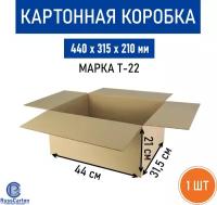 Картонная коробка для хранения и переезда RUSSCARTON, 440х315х210 мм, Т-22 бурый