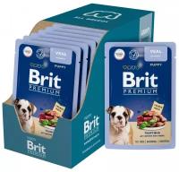 BRIT PREMIUM, корм для собак. Пауч для щенков всех пород, Телятина в соусе, 85г, 14 шт