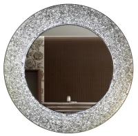 Зеркало круглое в раме из серебряной мозаики 