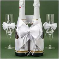 Свадебный декор для бутылок шампанского на бракосочетание и юбилей 