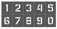 Трафарет цифры от 0 до 9, высотой 3 см, Комплект №1