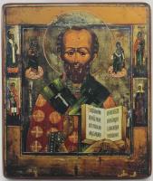 Православная Икона Николай Чудотворец, деревянная иконная доска, левкас, ручная работа(Art.1106С)