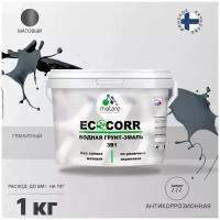 Грунт-Эмаль 3 в 1 Malare EcoCorr антикоррозионная по ржавчине для металла, акриловая водная, быстросохнущая, матовая, гранитный, 1 кг