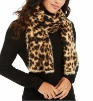 Шарф DKNY леопардовый с эффектом ангоры Dkny Fuzzy Animal Print Knit Scarf One Size