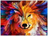 Рыжий кот картина по номерам Красочный волк (Х-3005), 40 x 50 см, разноцветный