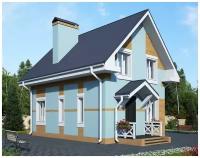 (88м2, 9х6м) Готовый проект двухэтажного дома из газобетона с крыльцом и камином - AS-1626-2