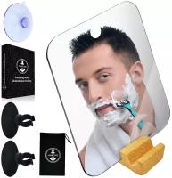 Зеркало небьющееся Manecode настольное с деревянной подставкой и креплением для ванной - Универсальное косметическое зеркало для бритья и макияжа