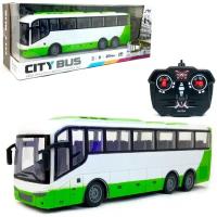 Радиоуправляемый автобус со светящимися фарами City Bus, 1:30, подсветка корпуса, машинка на пульте управления, 32х10х7 см