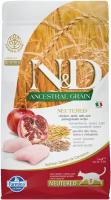 N&D Cat Ancestral Grain с курицей и гранатом низкозерновой сухой корм для стерилизованных кошек и кастрированных котов 1,5кг