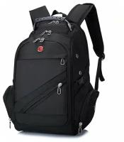 Рюкзак с USB портом для ноутбука/городской/повседневный/для путешествий влагостойкий большой / черный