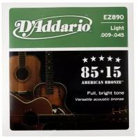Струны для акустической гитары Super Light 9-45 D'Addario EZ890 AMERICAN BRONZE 85/15