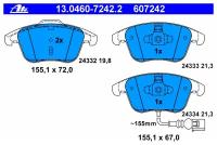 Колодки тормозные дисковые передн, AUDI: Q3 2.0 TDI/2.0 TDI quattro/2.0 TFSI quattro 11- SEAT: ALHAMBRA 1.4 TSI/1.8 TFSI/2.0 TDI/2.0 TDI 4WD/2.0 TSI, 13046072422 ATE 130460-72422