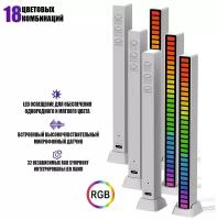 Светодиодная подсветка RGB D082 эквалайзер для музыки, белый, 3 шт