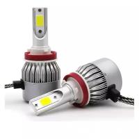 RecamLux / H11 лампа светодиодная для авто 2шт. LED C6 (ярче ксенона) 12/24V 6000K 3800Lm / Замена ксенона и галогеновой лампы для машины