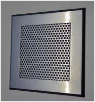 Вентиляционная решетка металлическая на магнитах 150х150мм, тип перфорации кружок (Rv 3-5), хром