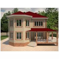 Проект жилого дома STROY-RZN 22-0005 (281,9 м2, 11,3*14,83 м, керамический блок 440 мм, облицовочный кирпич)