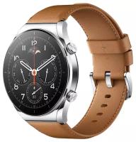 Умные часы Xiaomi Watch S1 46 мм GPS Global для РФ, Silver/Brown leather strap + gray fluoroplast strap