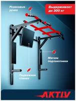 Турник-брусья 3 в 1 центрл спорт черно красный с черными ручками разборный Aktiv/Absolute Champion