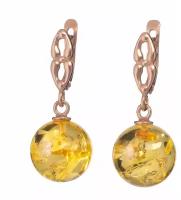 Серьги Amberprofi, серебро, 925 проба, золочение, янтарь