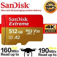 Карта памяти 190/130 Mb/s SanDisk Extreme microSDXC 512 ГБ Class10 UHS Class 3 V30 A2 190/130 Mb/s с адаптером (Go Pro, DJI, дроны)