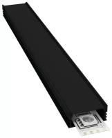 Профиль алюминиевый для светодиодной ленты, анод П- образный, накладной, черный, 16х12мм, 2м, шир. ленты до 10мм, индивидуальная упаковка (рассеиватель матовый, заглушки - 2шт, 3013