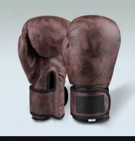 Винтажные боксерские перчатки, 12 унций темно-коричневые