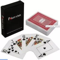 Карты игральные 100% пластик Poker club, красный 54 шт