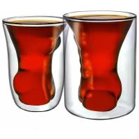 Набор стаканов CnGlass стеклянные подарочные с двойной стенкой для холодных и горячих напитков в форме фигуры 