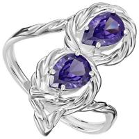 Серебряное кольцо с фиолетовым камнем (нанокристалл) - размер 19,5 / покрытие Чистое Серебро