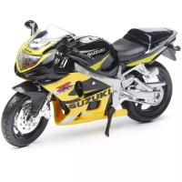 Мотоцикл Maisto Suzuki GSX-R600 1:18, 11.9 см, черный/желтый