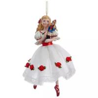 Ёлочная игрушка в белом платье с розами, полистоун, 15 см, Kurts Adler