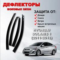 Дефлекторы боковых окон (Ветровики) на Хендай Солярис 1 / Hyundai Solaris 1 (2011-2016)