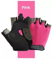 Перчатки велосипедные без пальцев, для спортзала, фитнеса, для рыбалки, езды на велосипеде, розовые, размер S